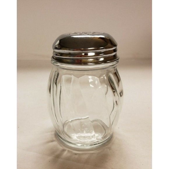 Parmesan Cheese/ Hot pepper shaker, Glass with Metal lid Made in Taiwan byTraex - Picture 1 of 4
